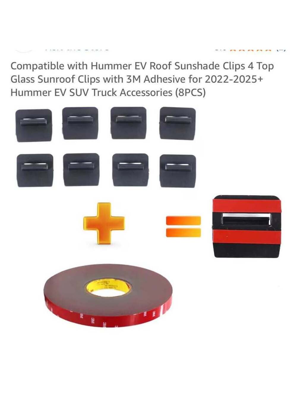 Hummer EV Roof Sunshade Clips (8PCS) with 3M Adhesive